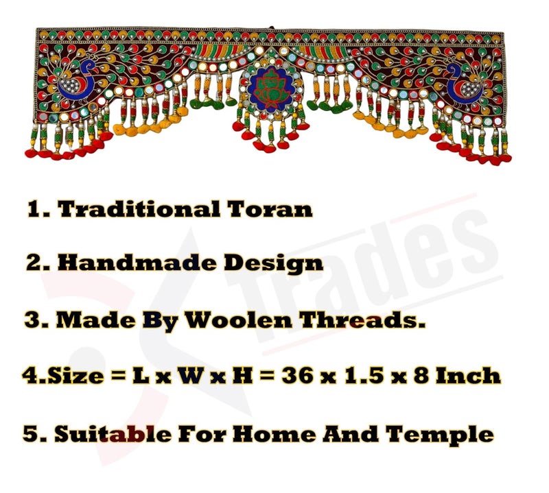 DK trades Handicraft Entrance Main Door Toran For Home Hangings Decoration And Office Decoration | Mandir | Bandarwal | Decorations Toran For Door, Traditional Bandarwal For Door, 91 Cm - Image 5