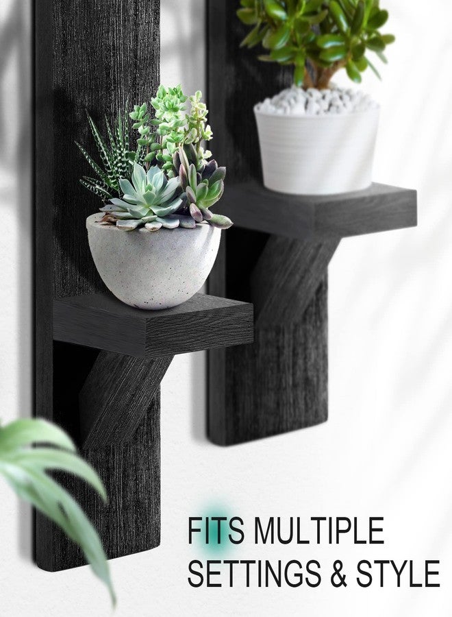 Potchen 4 Set Wall Sconces Candle Holder Mount Decorative Wood Holders Decor Rustic Hanging Shelf Living Room Decoration for Farmhouse Bathroom Bedroom Vase(Black) - Image 4