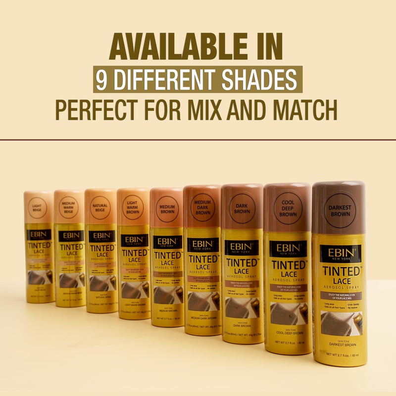 EBIN NEW YORK Tinted Lace Spray Medium Dark Brown | Quick Dry, Water Resistant & High Pigment Lace Tint for Wig | Even Spray, No Residue & Natural Finish | 2.7 Fl Oz - Image 4