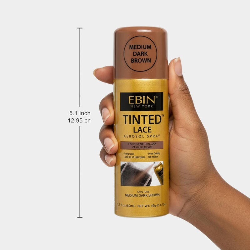 EBIN NEW YORK Tinted Lace Spray Medium Dark Brown | Quick Dry, Water Resistant & High Pigment Lace Tint for Wig | Even Spray, No Residue & Natural Finish | 2.7 Fl Oz - Image 5