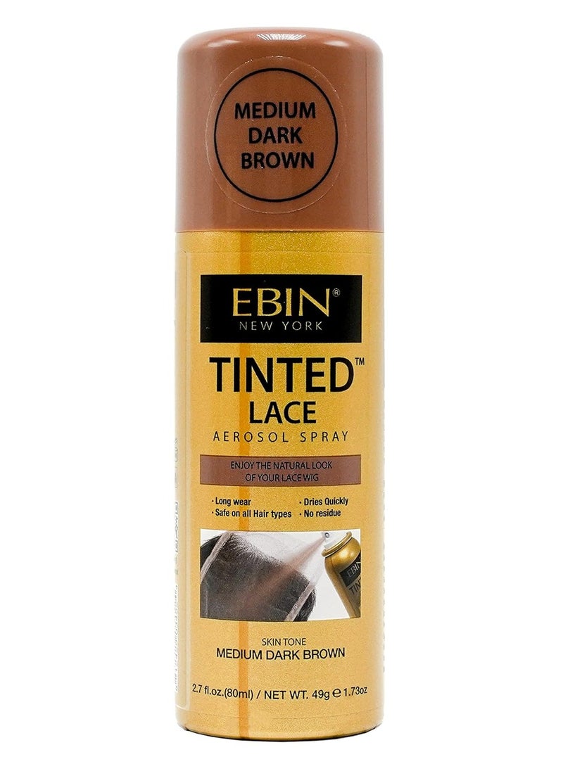 EBIN NEW YORK EBIN NEW YORK Tinted Lace Spray - Medium Dark Brown 2.7oz/ 80ml, Quick dry, Water Resistant, No Residue, High pigmentation, Even Spray, Matching Skin Tone, Natural Look, Tinted Spray for Wig  - Image 1