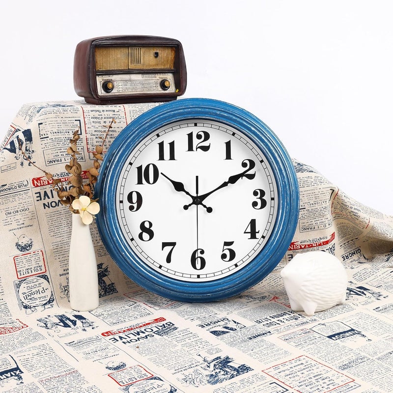 JENLYSTIME ساعة حائطية رترو من بقياس 12 بوصة، تعمل ببطارية بدون صوت، سهلة القراءة، مناسبة للديكور في غرفة النوم أو غرفة المعيشة أو المطبخ أو المكتب (لون فضي). - Image 3