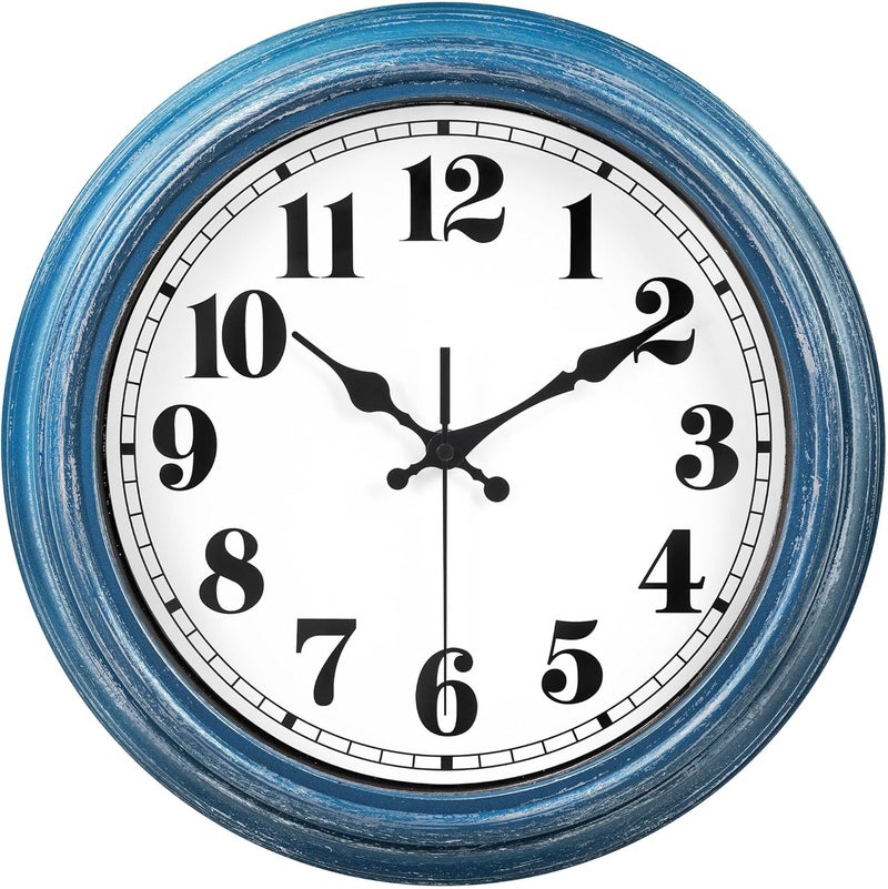 JENLYSTIME ساعة حائطية رترو من بقياس 12 بوصة، تعمل ببطارية بدون صوت، سهلة القراءة، مناسبة للديكور في غرفة النوم أو غرفة المعيشة أو المطبخ أو المكتب (لون فضي). - Image 1