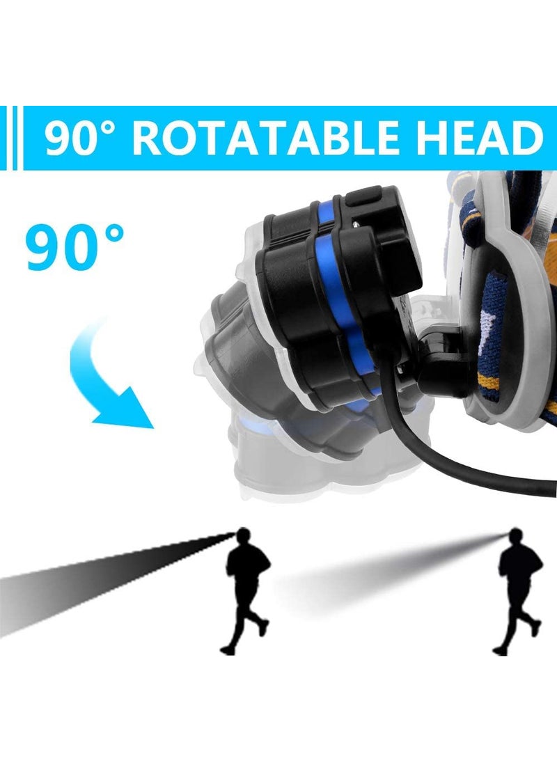 TOPHAVEN TOPHAVEN Rechargeable headlamp 6 LED 8 Modes 18650 USB Rechargeable Waterproof Flashlight Head Lights for Camping, Hiking, Outdoors  - Image 4