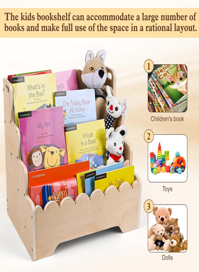 MBYD Solid Wood Scalloped Bookshelf for Nursery & Playroom, 4-Tier Small Front Facing Baby Book Shelf for Kids, Portable Montessori Storage Display Bookcase for Toddlers-Encourage Early Reading - Image 5