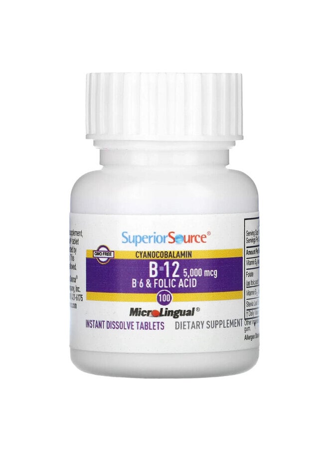 Superior Source B-12, B-6 & Folic Acid, 100 MicroLingual Instant Dissolve Tablets  - Image 3