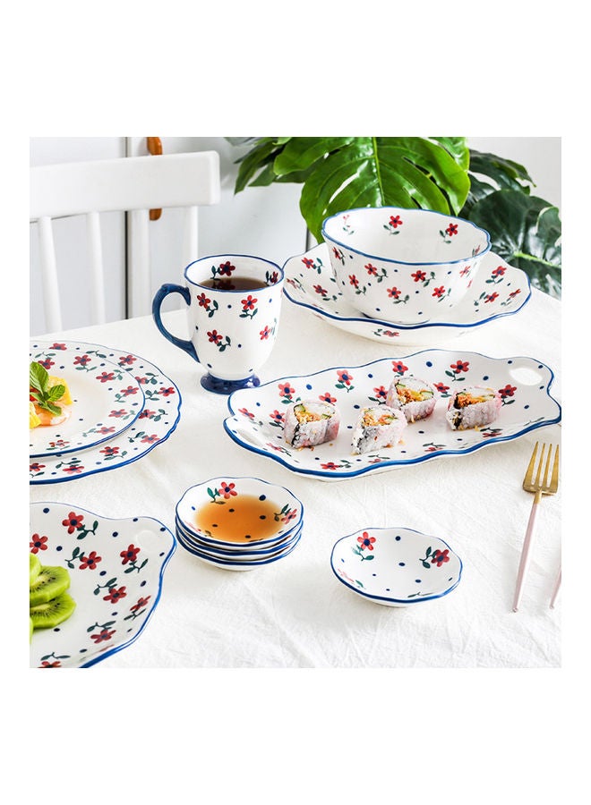 NIBEMINENT Ceramic Tableware Flower Rice Bowl White/Blue 330g - Image 4