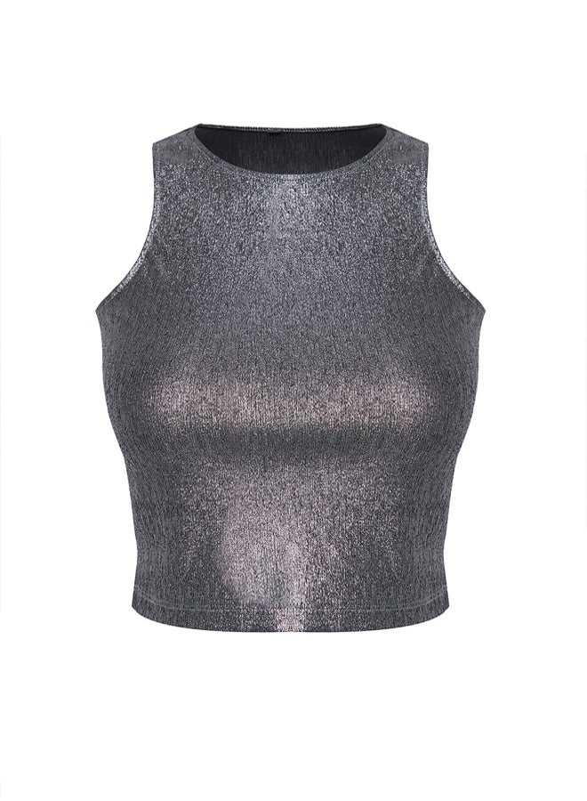 trendyol Silver Shiny Glitter Knitted Bustier - Image 1
