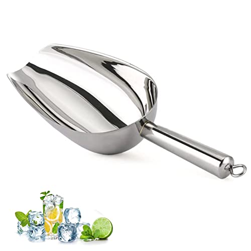 Fuukou Stainless Steel Ice Scoop for Freezer - Metal Ice Scoop for Ice Machine,Small Ice Scoops for Ice Bucket,8 Oz Ice Cube Scoops for Freezer Bin,Heavy Duty,Dishwasher Safe - Image 1