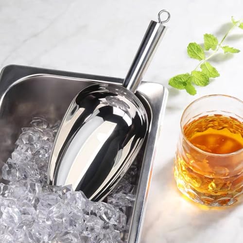 Fuukou Stainless Steel Ice Scoop for Freezer - Metal Ice Scoop for Ice Machine,Small Ice Scoops for Ice Bucket,8 Oz Ice Cube Scoops for Freezer Bin,Heavy Duty,Dishwasher Safe - Image 2