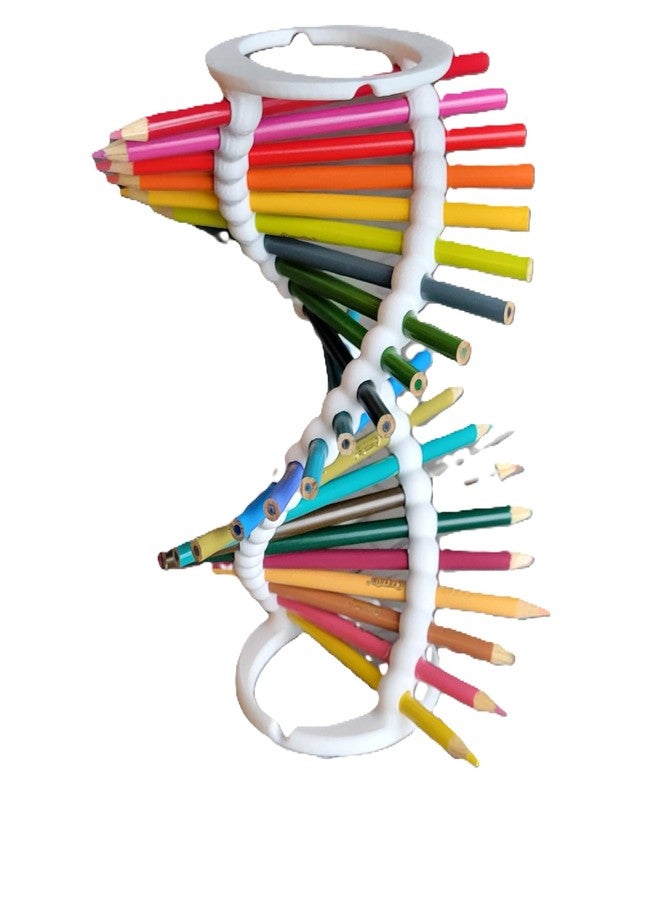 Znet3D DNA Helix Pencil Holder - Innovative Desk Organizer - 9" inches tall - holds 23 pencils - Smooth round-edge design - Pencils not included - (Updated New Model) (White) - Image 1