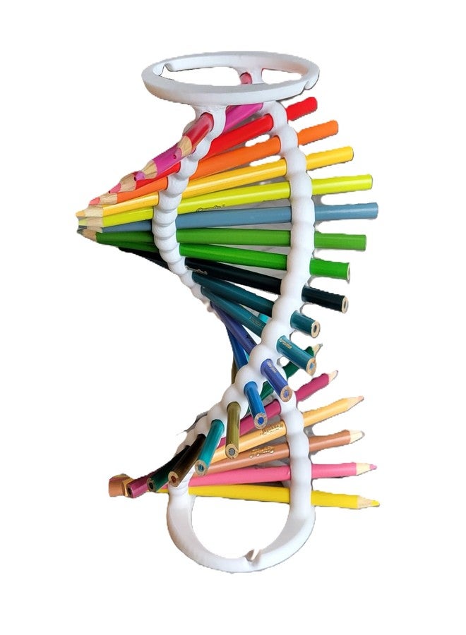 Znet3D DNA Helix Pencil Holder - Innovative Desk Organizer - 9" inches tall - holds 23 pencils - Smooth round-edge design - Pencils not included - (Updated New Model) (White) - Image 2