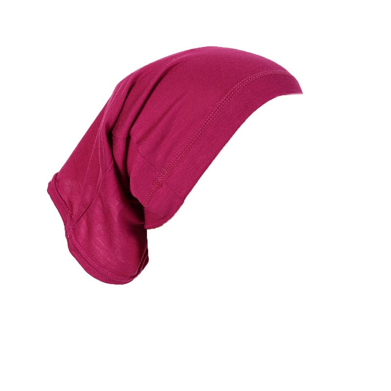 Modal Solid Color Malaysia Beanie Womens Cotton Neck Scarf Cap 23# Purple Rose Red 