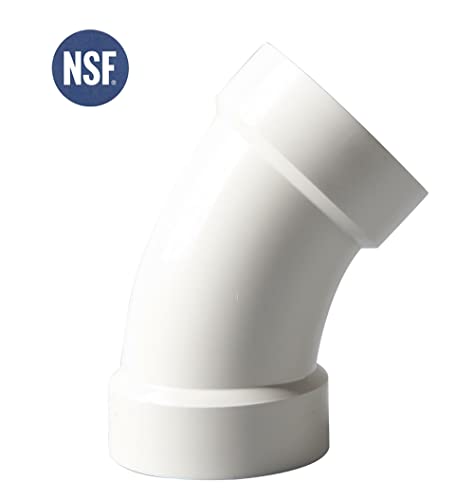Rainbow Dream 4 Inch DWV 45 Degree PVC Pipe Elbow - 1pc, White - Image 2