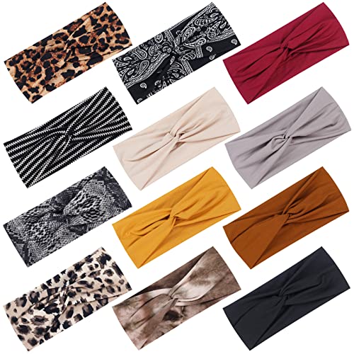 Tyfthui 12 Pack Headbands for Women, Fashionable Sports Hairbands, Elastic Wide Headbands Non Slip Workout Yoga Sport Headbands for Women (Color A) - Image 1
