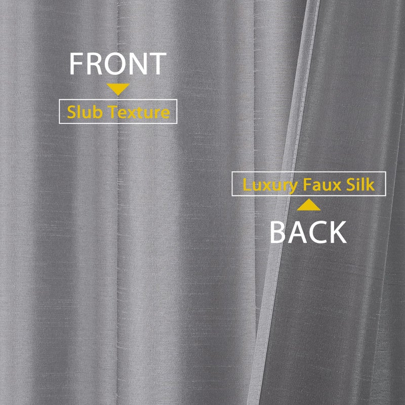Chyhomenyc Uptown Silver Grey Kitchen Tier Curtains 36 Inch Length 2 Panels, Faux Silk Room Darkening Privacy Short Curtains for Small Window Farmhouse Bedroom Basement Bathroom, Each 30x36 Inch - Image 3