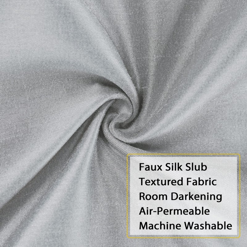 Chyhomenyc Uptown Silver Grey Kitchen Tier Curtains 36 Inch Length 2 Panels, Faux Silk Room Darkening Privacy Short Curtains for Small Window Farmhouse Bedroom Basement Bathroom, Each 30x36 Inch - Image 5