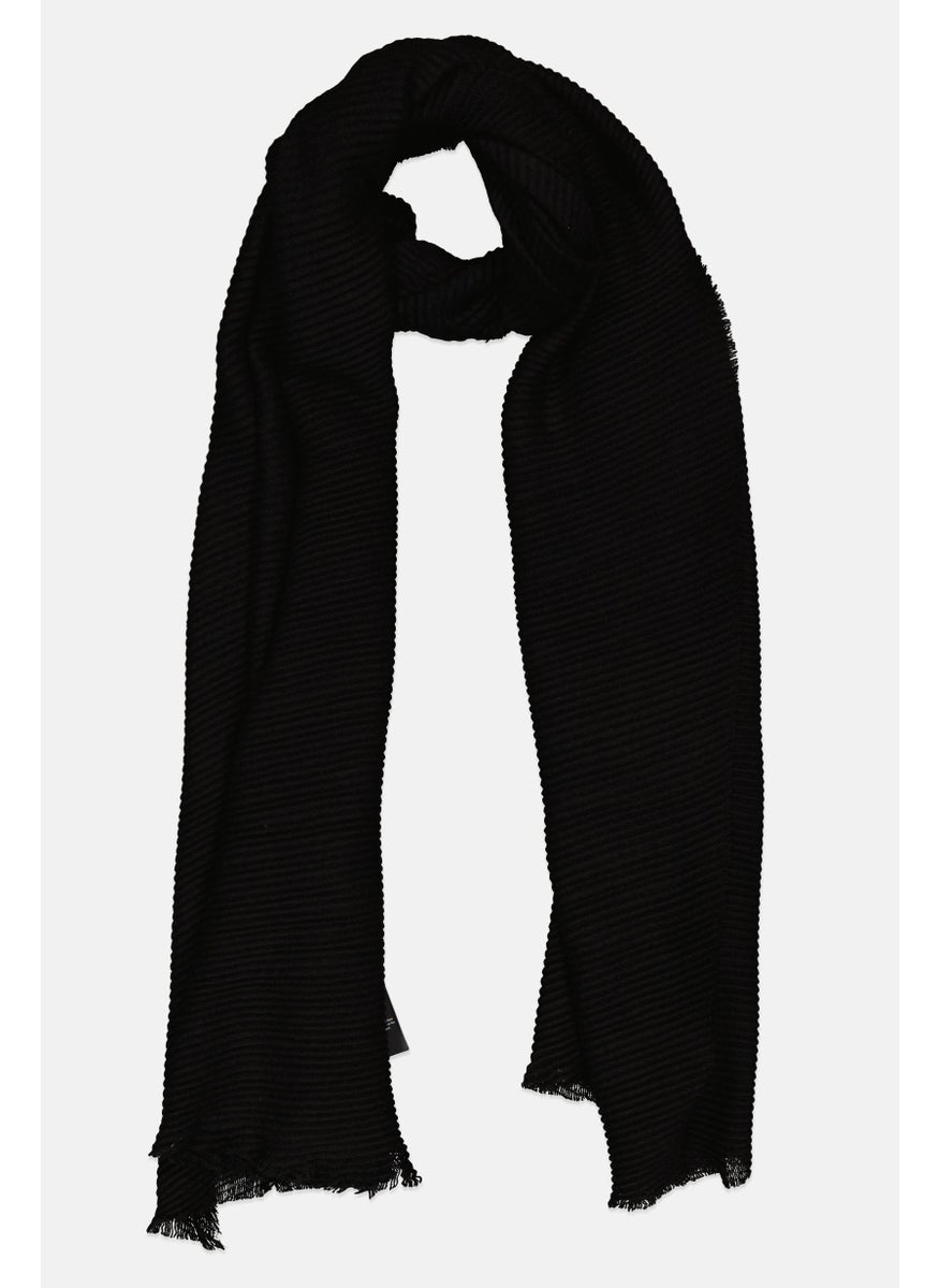 London Fog Women Textured Scarf 190 L x 60 W cm, Black  - Image 1