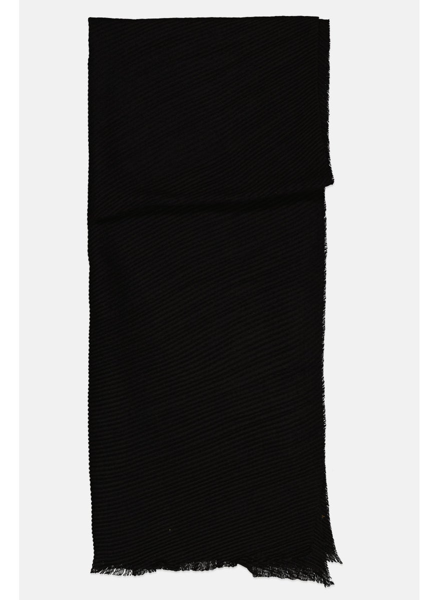 London Fog Women Textured Scarf 190 L x 60 W cm, Black  - Image 2