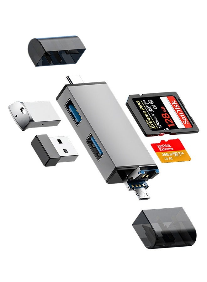 Beyond SD Card Reader, 7-in-1 Memory Card USB 3.0 Reader, Compact Micro SD to USB Adapter for Mac Computer PC Laptop (Gray) - Image 1