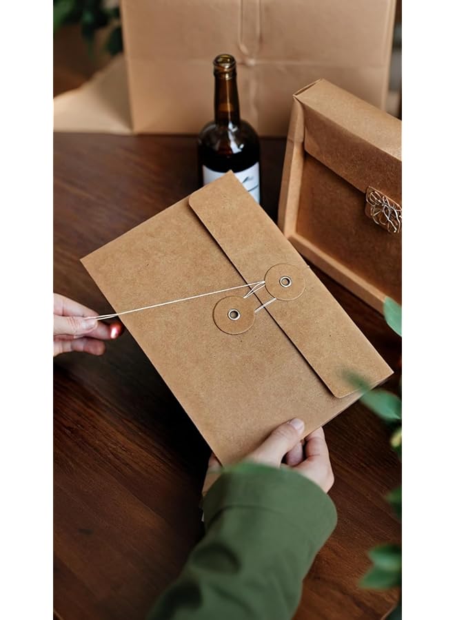 erorex 10 Pcs Kraft Paper Envelopes With Button And String Closure Vintage Pockets For Mail Postcards Bills Invitations Brown 6.7X4.5 Inch  - Image 2