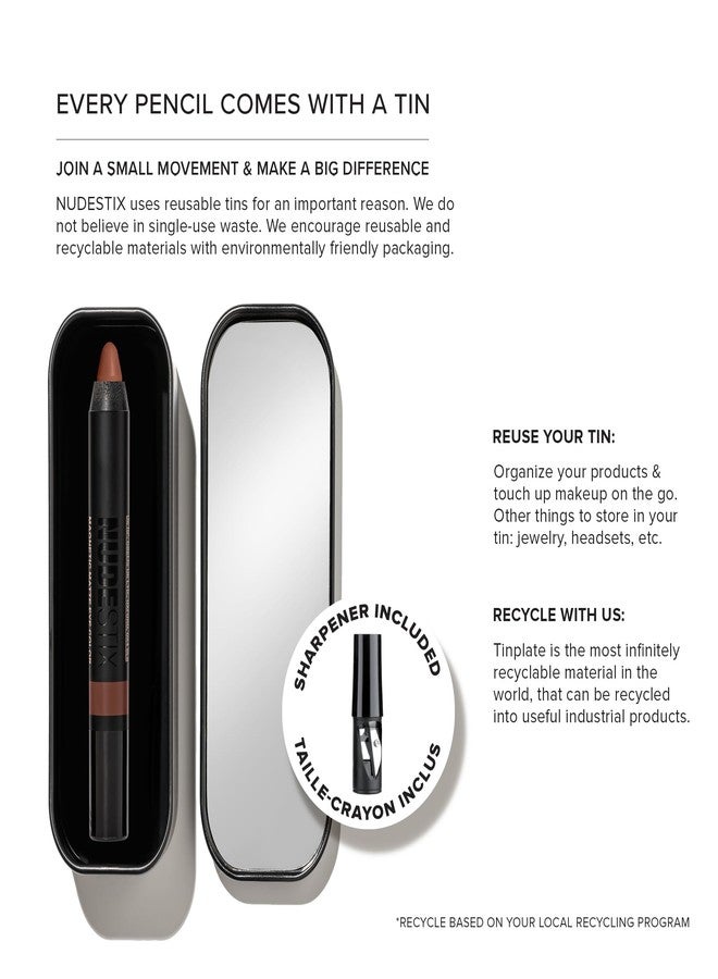 NUDESTIX قلم ظلال العيون مات من نودستكس - 3 في 1 كريم ظلال العيون طويل الأمد، كحل و برايمر | مقاوم للماء، لا يتلطخ بلمسة مات | مكياج عيون نباتي وخالي من القسوة، اللون: شوكولاتة - Image 2