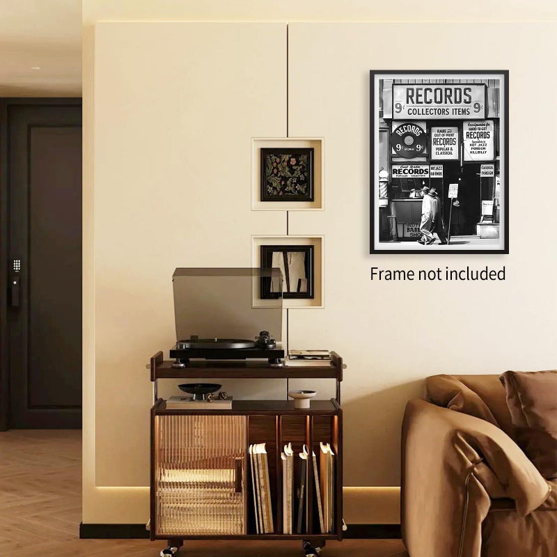 VERENIX Fashion Black And White Photography Wall Art Vintage Preppy Record Shop Poster Retro Trendy Music Art Aesthetic Canvas Print for Music Lovers Gifts 12x16 inch Unframed - Image 5