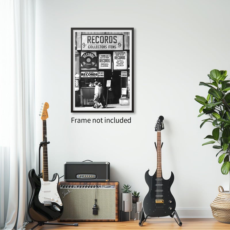 VERENIX Fashion Black And White Photography Wall Art Vintage Preppy Record Shop Poster Retro Trendy Music Art Aesthetic Canvas Print for Music Lovers Gifts 12x16 inch Unframed - Image 3
