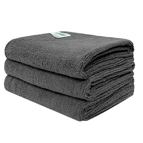 SOFTSPUN Microfiber Cloth 40x60 Cms, 3 Piece Towel Set, 340 GSM (Grey) Ultra Absorbent Super Soft & Lightweight Quick Drying for Men & Women Daily Use Unisex. - Image 1