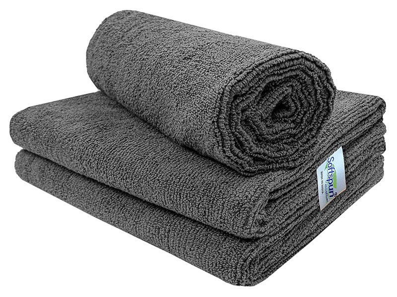 SOFTSPUN Microfiber Cloth 40x60 Cms, 3 Piece Towel Set, 340 GSM (Grey) Ultra Absorbent Super Soft & Lightweight Quick Drying for Men & Women Daily Use Unisex. - Image 2