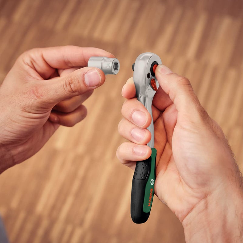 BOSCH طقم مفاتيح ربط 1/4 بوصة - مقبض مريح ناعم، حامل بت مغناطيسي وفولاذ كروم فاندوم قوي للاستخدام المتنوع في الأعمال اليدوية (14 قطعة) - Image 4