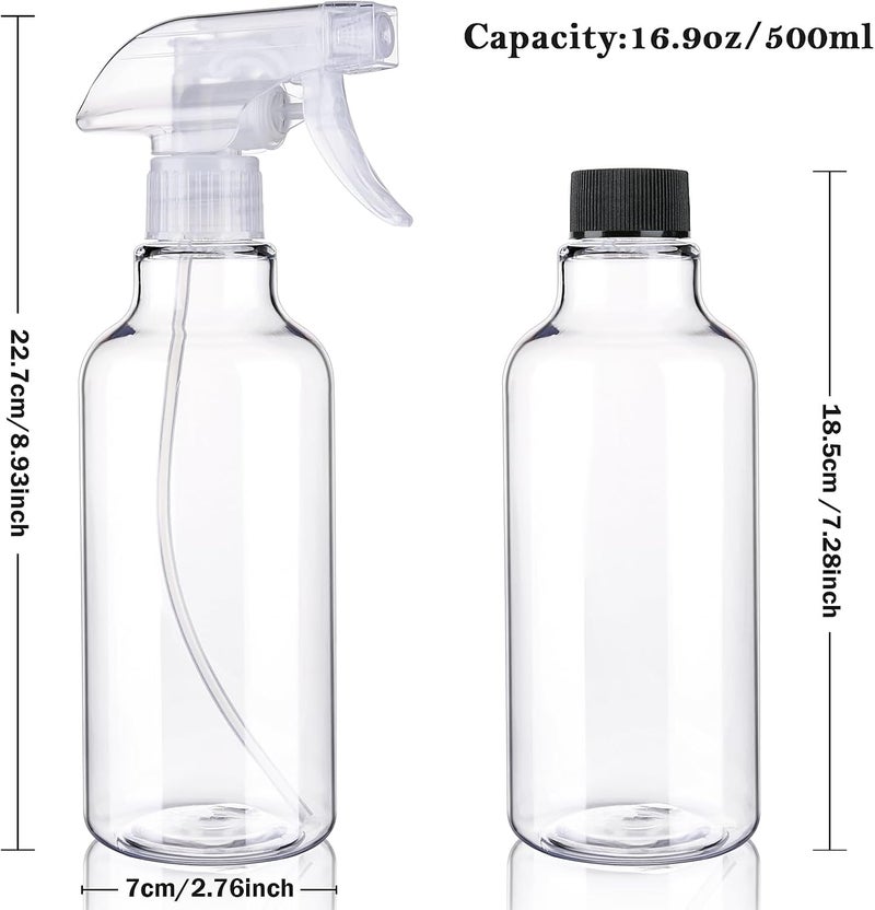 Hethyo Plastic Spray Bottles Empty Spray Bottle 16.9oz/500ml 2 Pack Heavy Duty Spraying Bottles Mist/Stream Water Bottle for Cleaning Solutions, Essential Oils, Hair (Clear) - Image 5