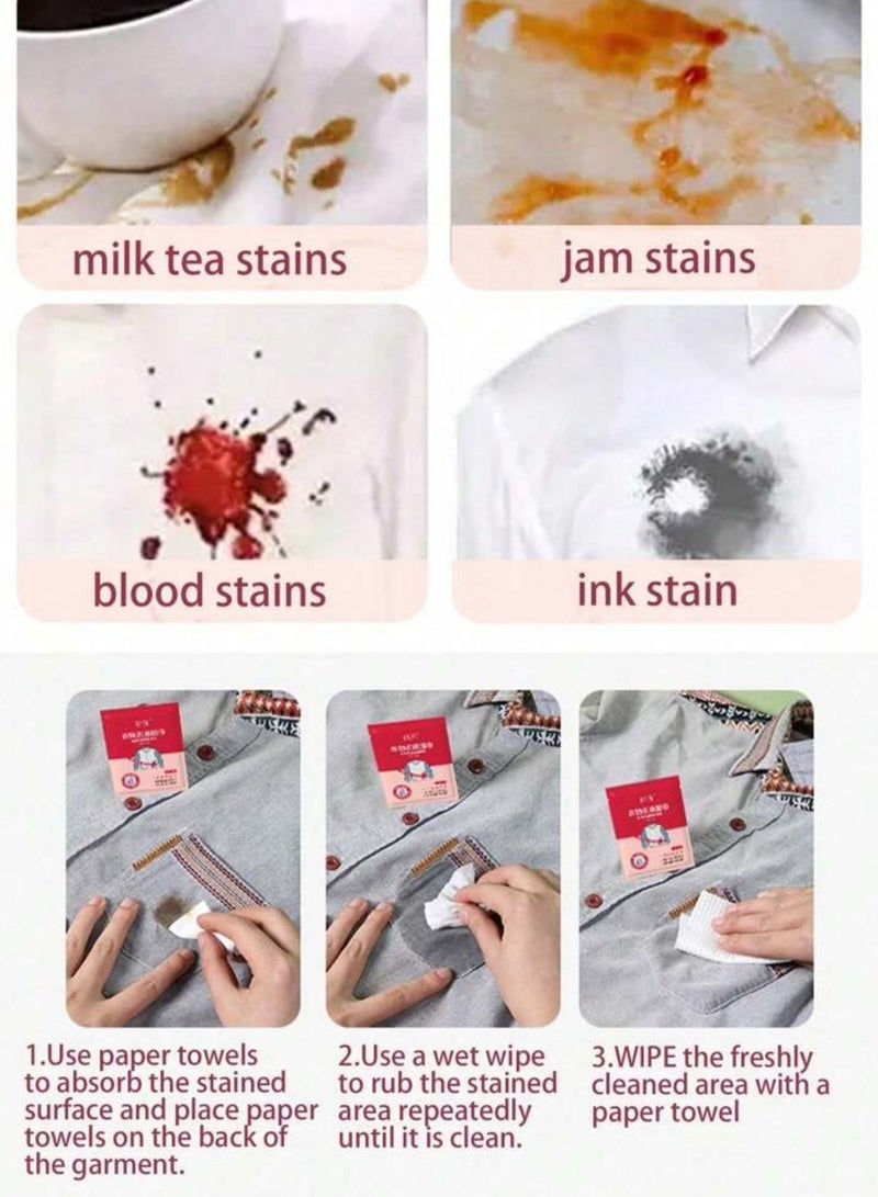 Generic 20 individually wrapped stain remover wipes, one-time use clothing stain remover wipes, with the perfect size for travel and pockets.  - Image 3