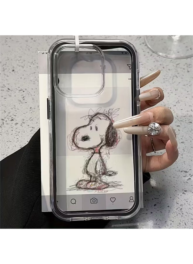 Temu A stylish three-in-one phone case with a high-quality, textured Snoopy design, suitable for the iPhone 15 Pro. This soft case with large cutouts provides superior protection against drops and scratches.
