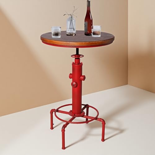 Topower Industrial Bar Table 315413 Adjustable Pub Table Kitchen Dining Coffee Bistro Table Red