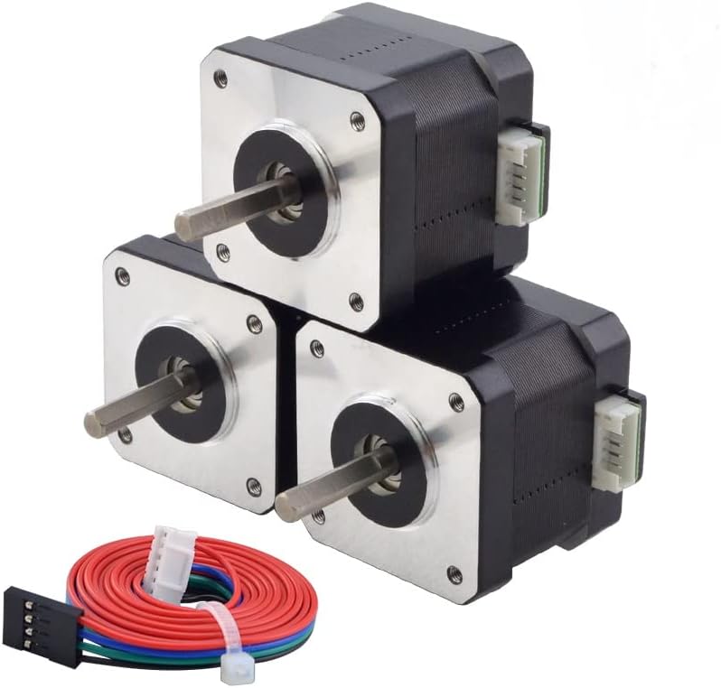 STEPPERONLINE Nema 17 Stepper Motor Bipolar 1.5A 42Ncm 42x42x38mm 1.8deg 4 Wires with 1m Cable and Connector (3 Pack) - Image 1