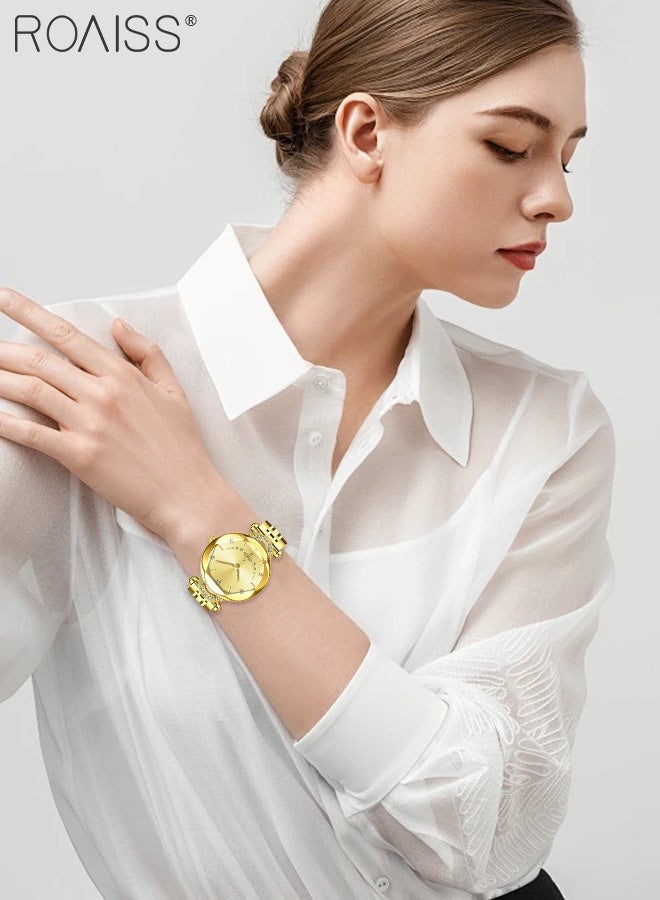 roaiss Luxury Gold Watch for Women, Analog Display Round Dial with Rhinestone Decoration, Dainty Elegant Business Casual Waterproof Wristwatch as Gift for Ladies - Image 2