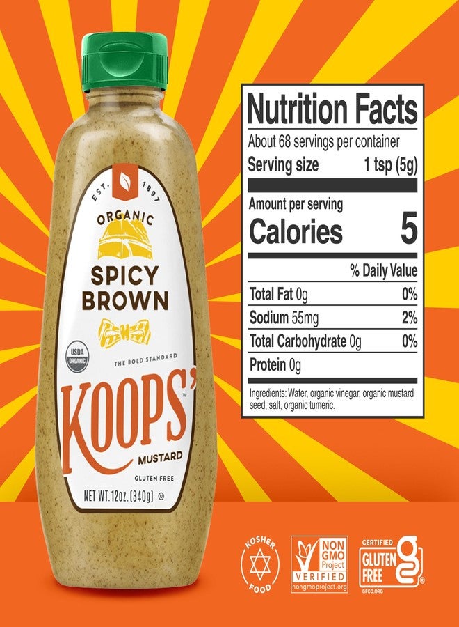 KOOPS' Koops Mustard Organic Spicy Brown, 12 Ounce (Pack of 2) - Image 4