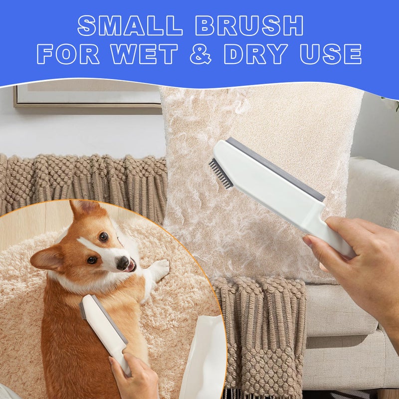 Dolanx Rubber Broom Carpet Brush with Squeegee, Pet Hair Remover with 52.8 inches Long Handle, Detailing Lint Fur Removal Tool, Silicone Rug Rake for Cleaning Hardwood Floor, Tile, Window (Blue) - Image 5