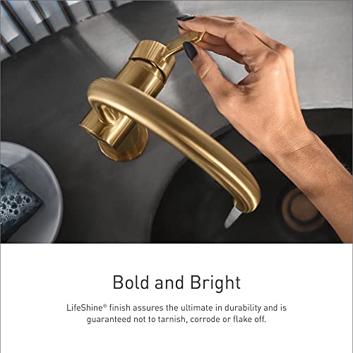 Moen Voss Brushed Gold One-Handle High-Arc Bathroom Faucet with Drain Assembly for Single-Hole Sink, 6903BG - Image 3