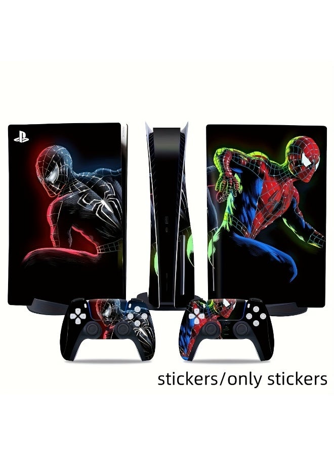 مجموعة ملصقات لجهاز بلاي ستيشن 5 بتصميم سبايدرمان - ملصقات فينيل فاخرة - حماية مقاومة للماء والغبار والخدوش مع تصميم رسومي جذاب. ملصقات فقط - Image 1