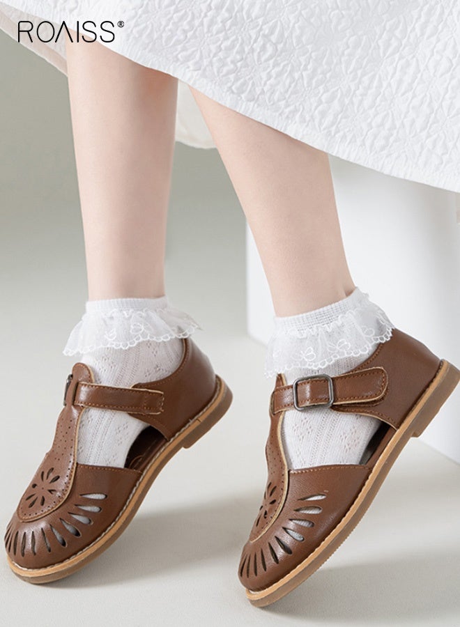 رويس مجموعة من 4 أزواج من الجوارب المزركشة، جوارب كاحل من الدانتيل للفتيات، جوارب شبكية منخفضة للفتيات، سهلة التنسيق مع الملابس - Image 2