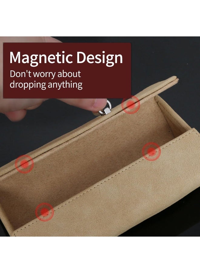 ECVV Car Sunglass Case, Car Visor Sunglasses Holder with Hidden Magnetic Closure, Car Interior Eyeglasses Box, Extra Storage Sleeve, Glasses Clip Protective Storage Car Accessories to All Car-Beige - Image 3