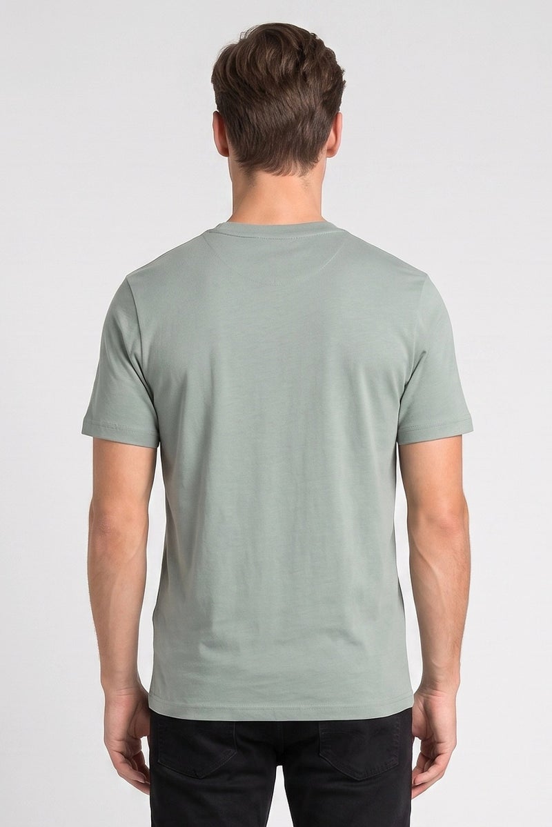 Lyle & Scott Men Crew Neck Short Sleeve Embroidered Logo T-Shirt, Sage Green - Image 4