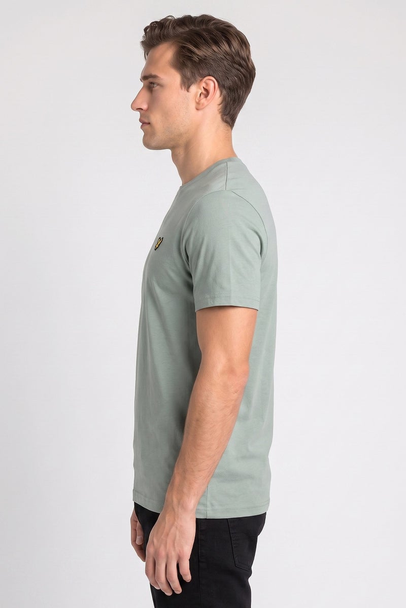 Lyle & Scott Men Crew Neck Short Sleeve Embroidered Logo T-Shirt, Sage Green - Image 3