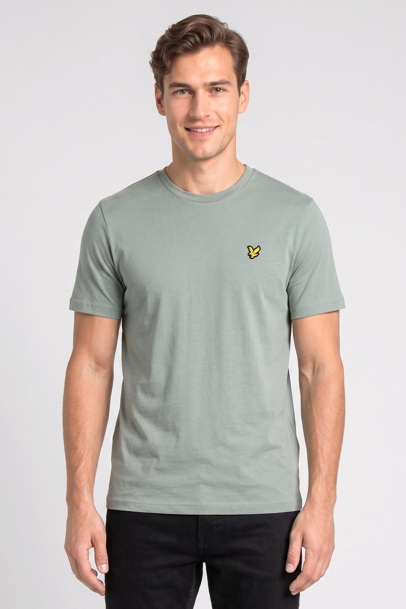 Lyle & Scott Men Crew Neck Short Sleeve Embroidered Logo T-Shirt, Sage Green - Image 1