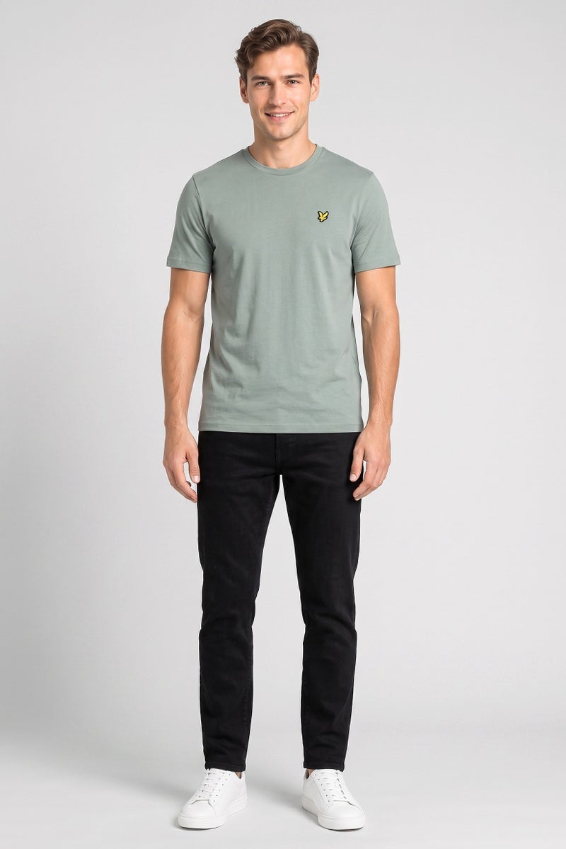 Lyle & Scott Men Crew Neck Short Sleeve Embroidered Logo T-Shirt, Sage Green - Image 2