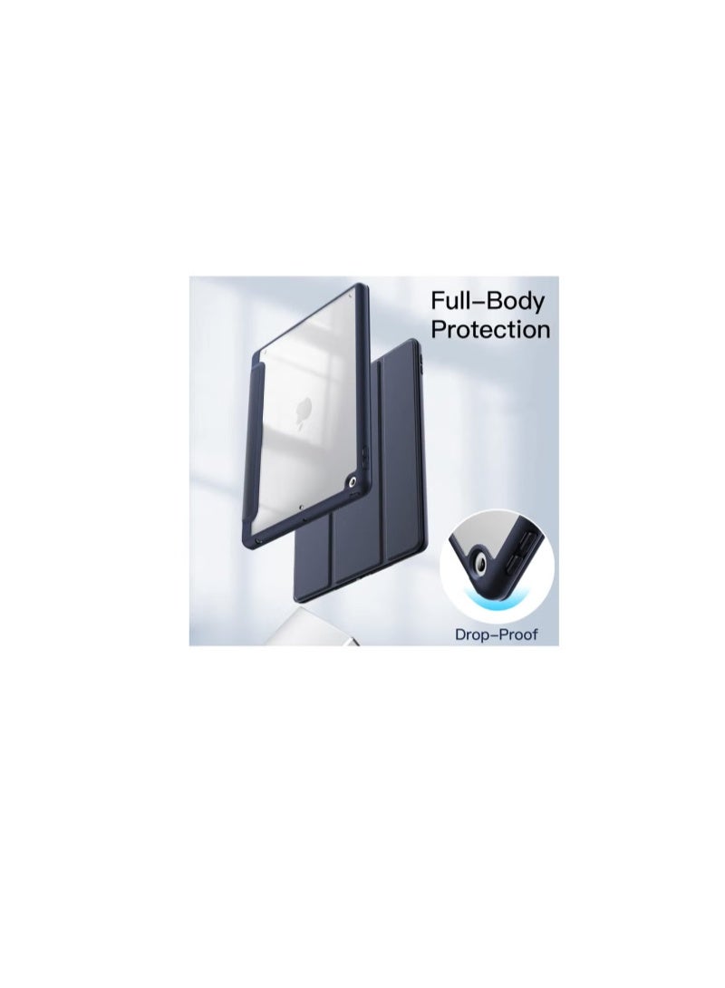 Case for iPad 10.2-Inch (9th/8th/7th Generation, 2021/2020/2019),Clear Shockproof Back Cover Built-in Pencil Holder,Auto Sleep/Wake (Dark Blue) - Image 3