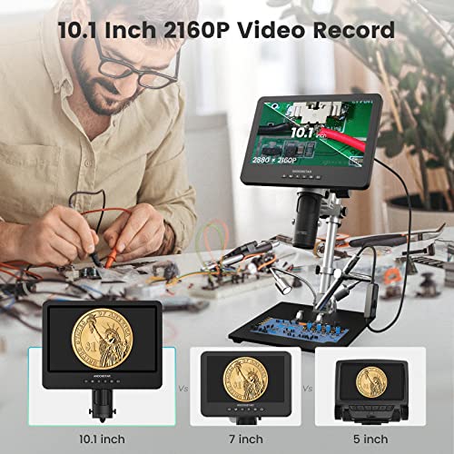 Andonstar AD249S-M 3 Lens HDMI Digital Microscope 2000x with Endoscope, 2160P UHD Video Record 10.1 Inch LCD, Soldering Electronic Microscope, Coin Biological, Windows Compatible - Image 4