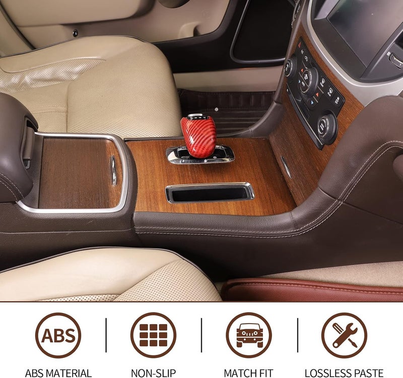 غطاء مقبض تغيير التروس لسيارة جيب جراند شيروكي (Jeep Grand Cherokee) للموديلين 2014-2015، ولسيارة كرايسلر 300C للموديلين 2012-2014، من ملحقات الديكور الداخلي، بنسيج الكربون اللامع بلون أحمر. - Image 5